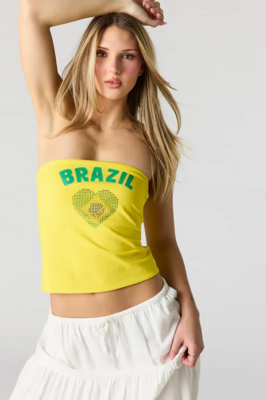 Brazil Rhinestone Tube Top made by Stitches