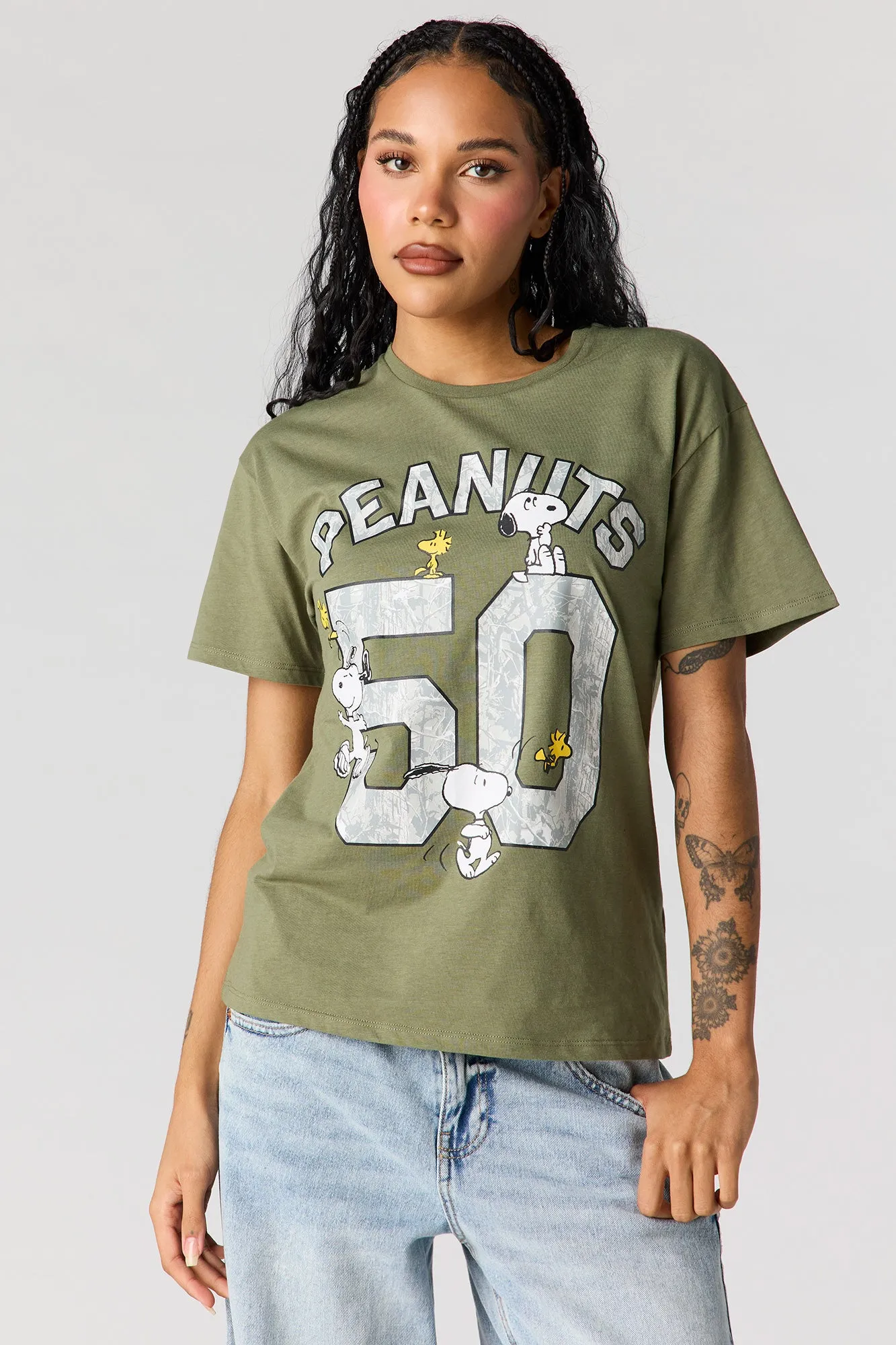 Peanuts Snoopy Graphic Boyfriend T-Shirt sold by Urban Planet