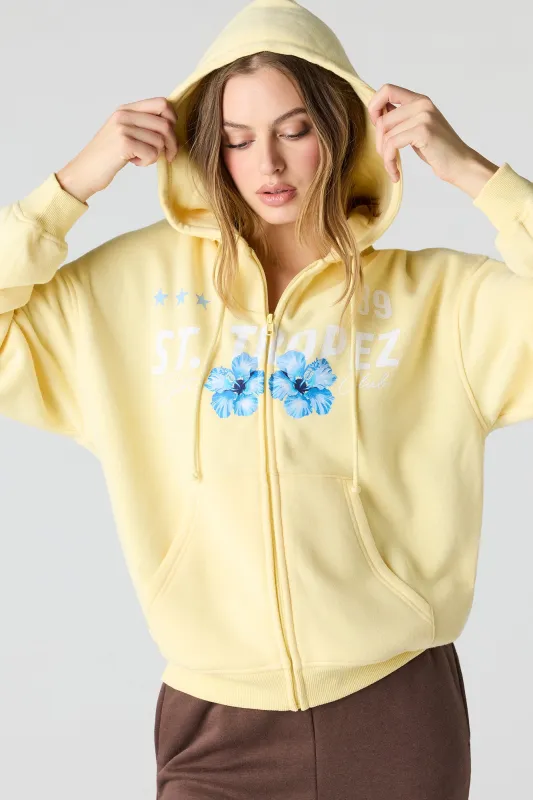 Graphic Fleece Boxy Zip-Up Hoodie sold by Urban Planet