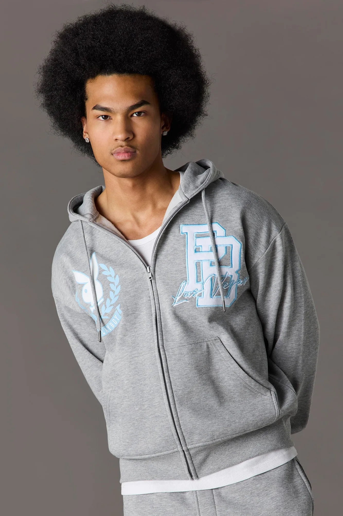 Playboy Graphic Fleece Zip-Up Hoodie sold by Urban Planet
