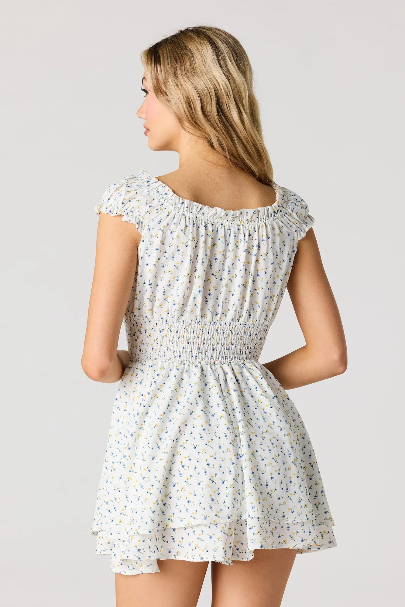 Printed Crepe Smocked Romper sold by Urban Planet product image thumbnail 5