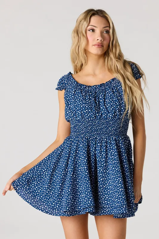 Printed Crepe Smocked Romper made by Urban Planet