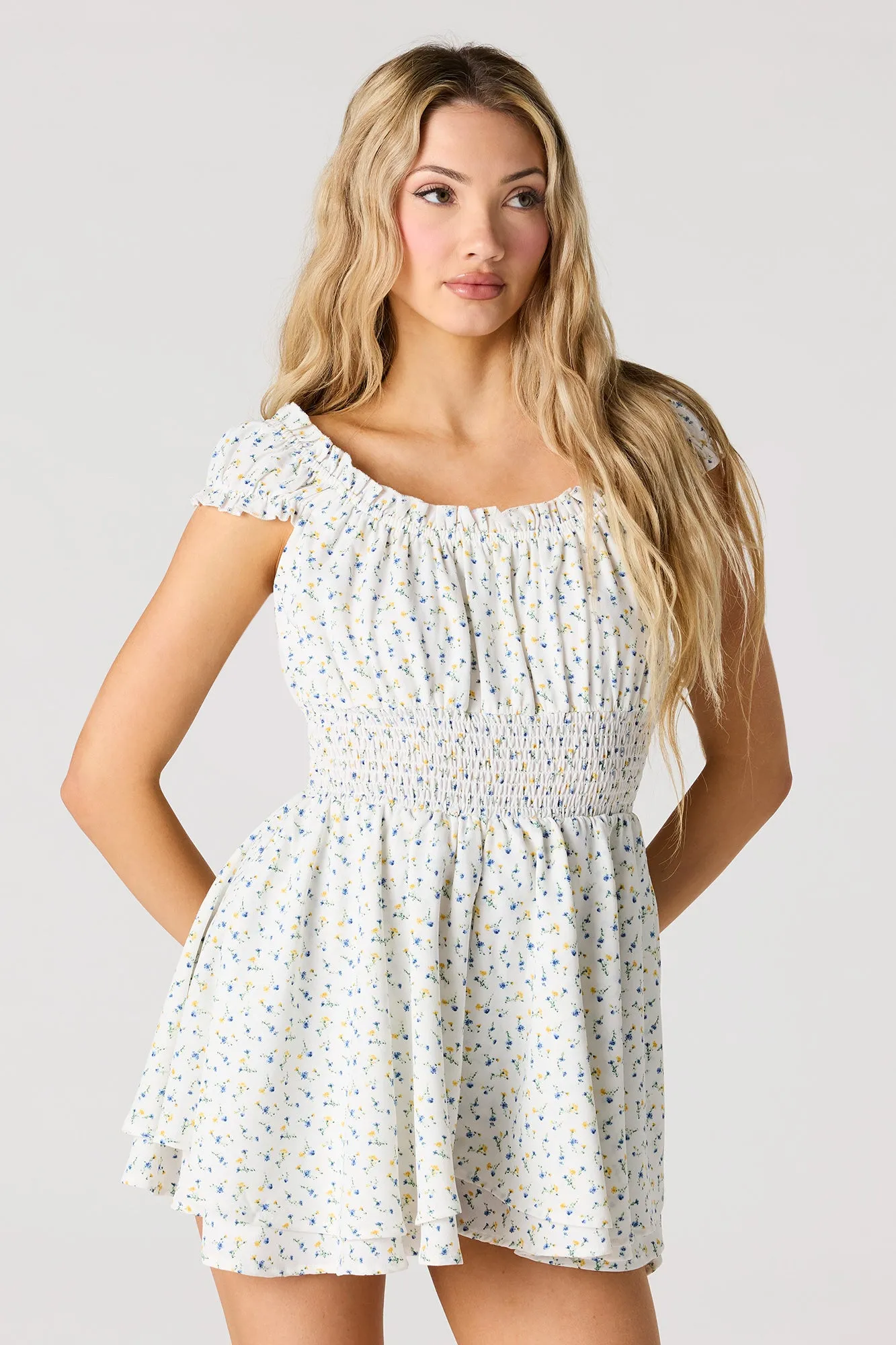 Printed Crepe Smocked Romper sold by Urban Planet product image thumbnail 4