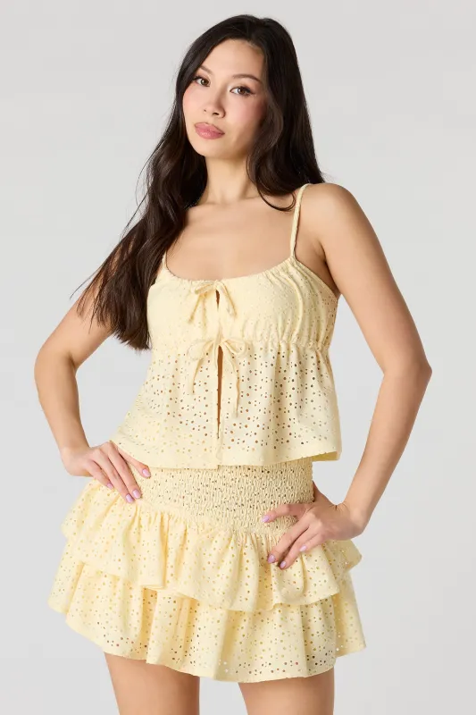 Eyelet Ruffle Mini Skort sold by Urban Planet