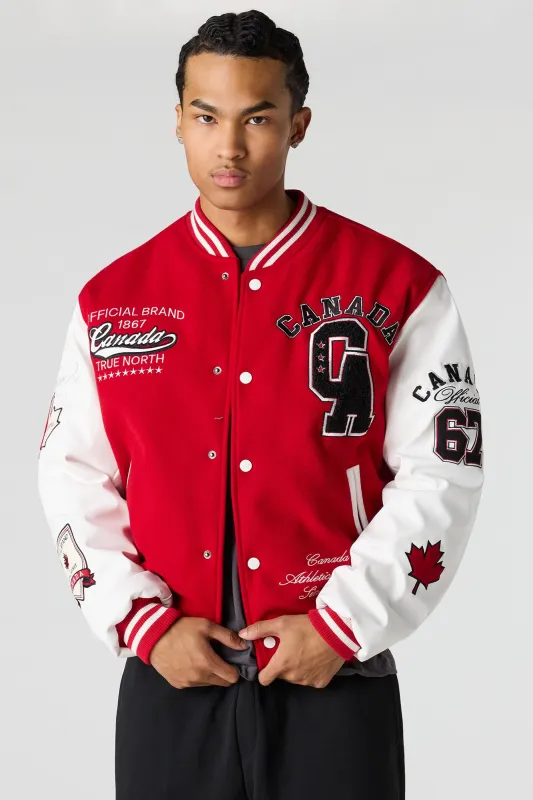 Canada Embroidered Varsity Jacket sold by Urban Planet