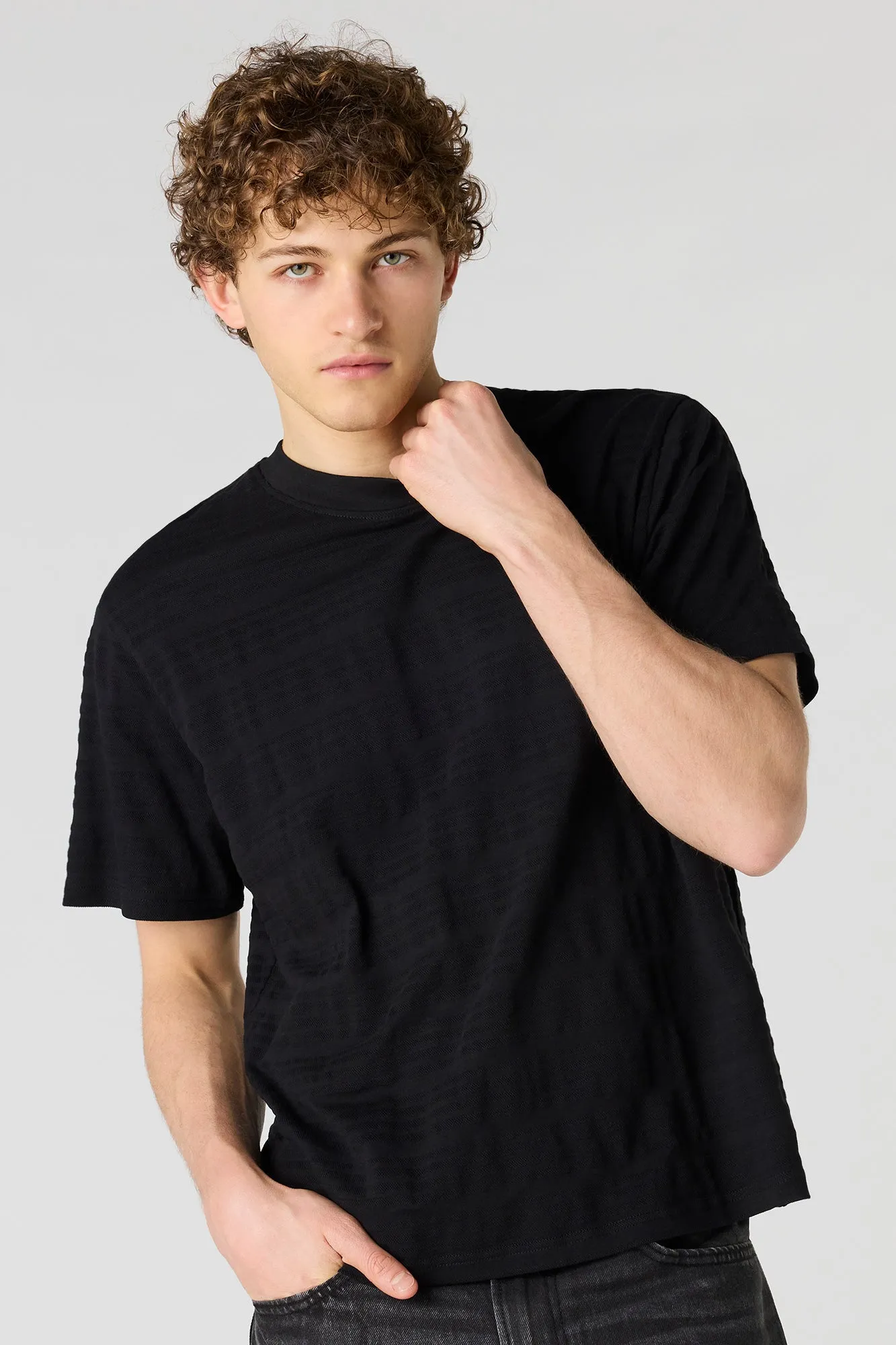 Textured Striped T-Shirt sold by Urban Planet product image thumbnail 4