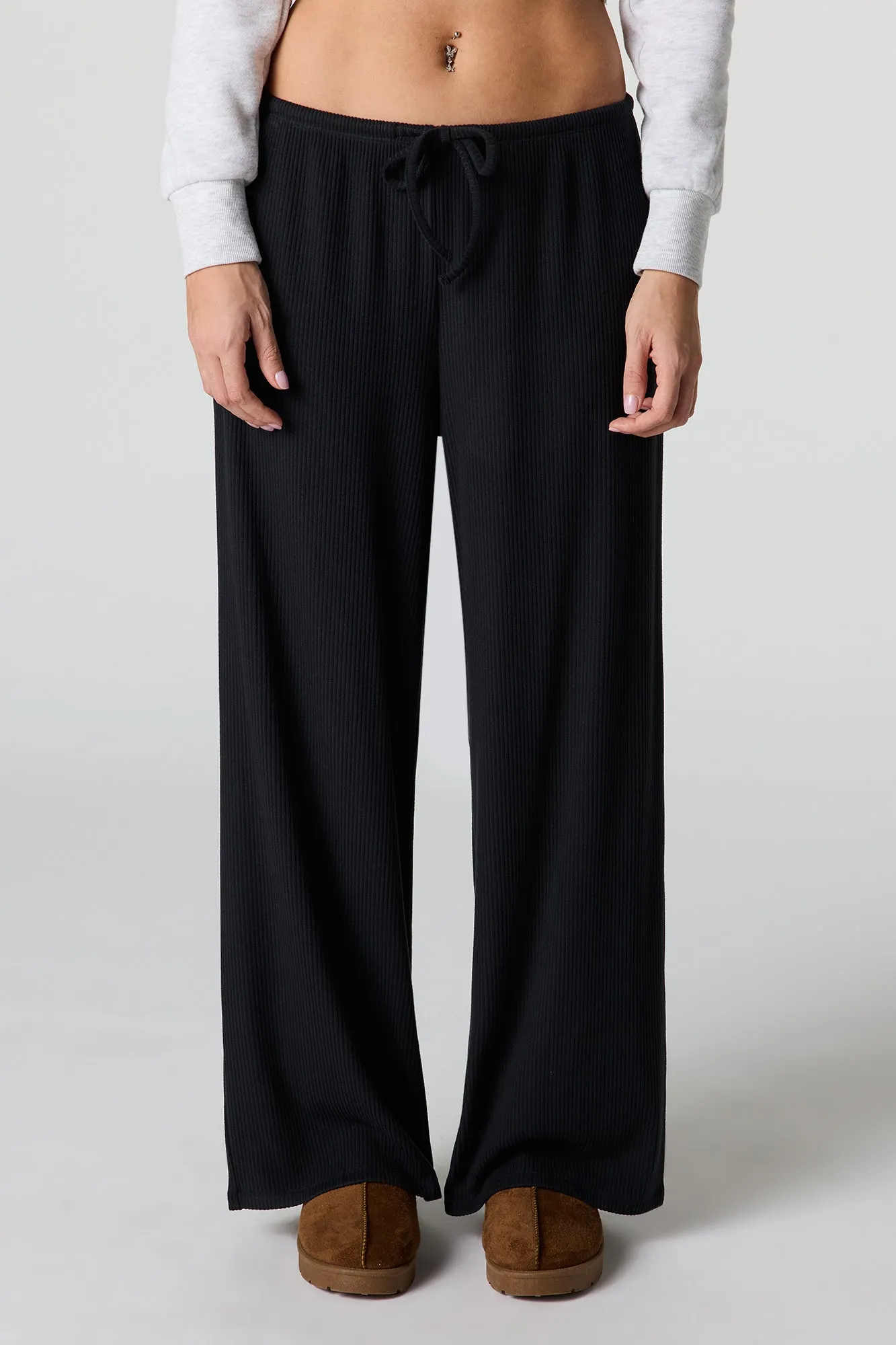 Soft Ribbed Drawstring Wide Leg Pant sold by Urban Planet product image thumbnail 5