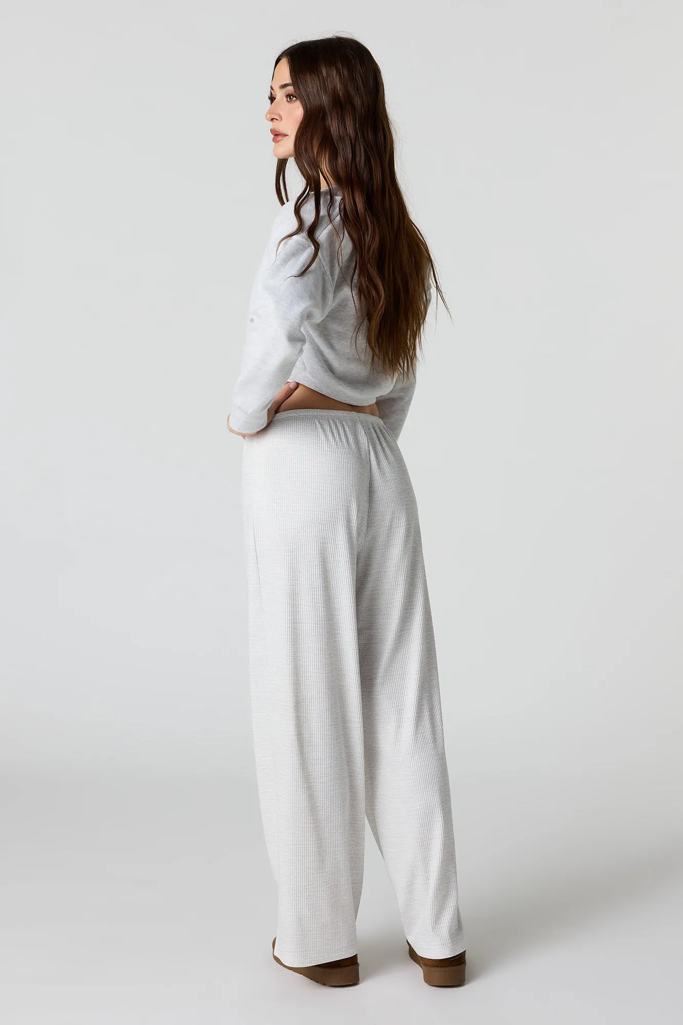 Soft Ribbed Drawstring Wide Leg Pant sold by Urban Planet product image thumbnail 3