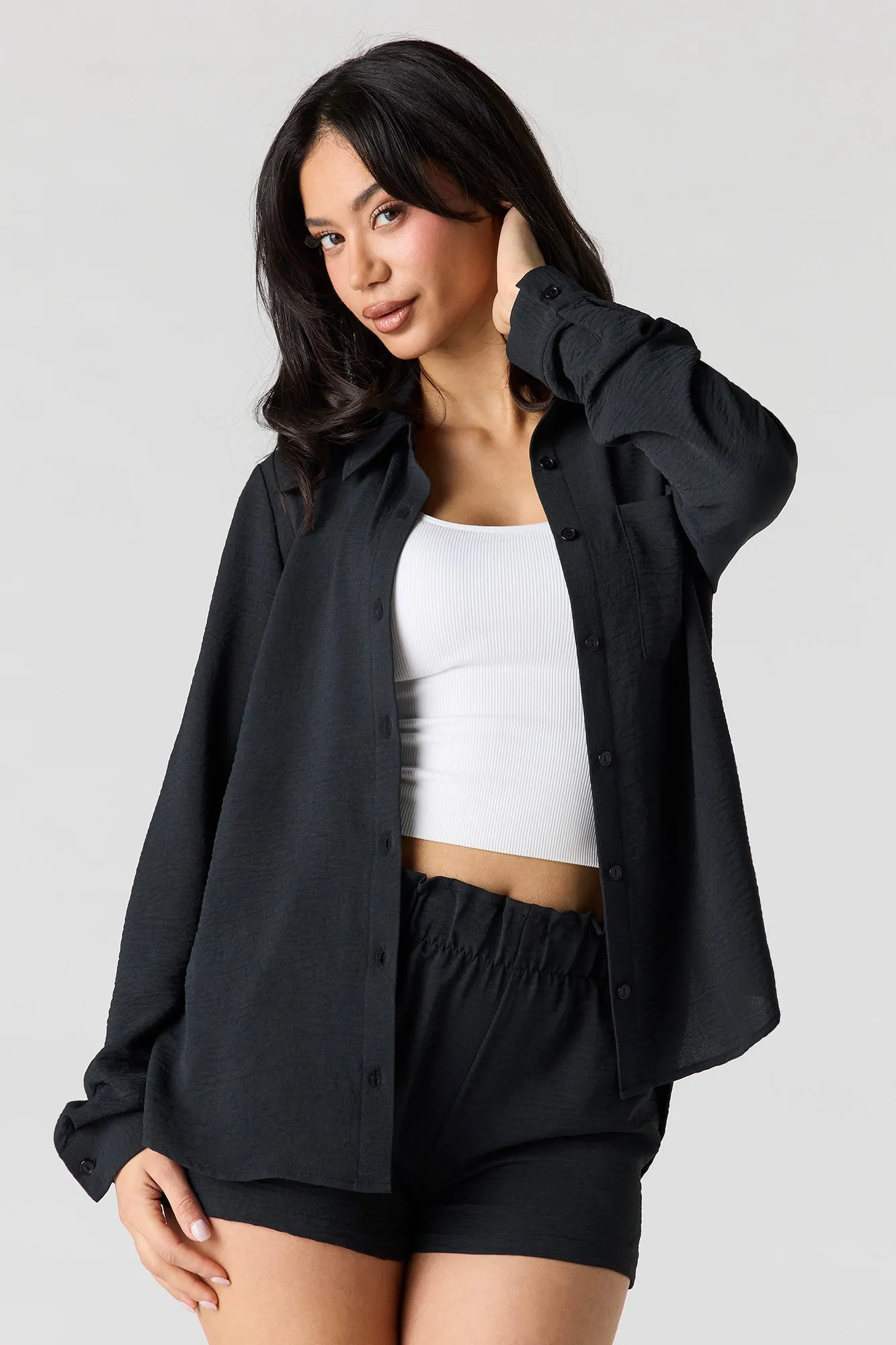 Flowy Button-Up Long Sleeve Top sold by Urban Planet product image thumbnail 4