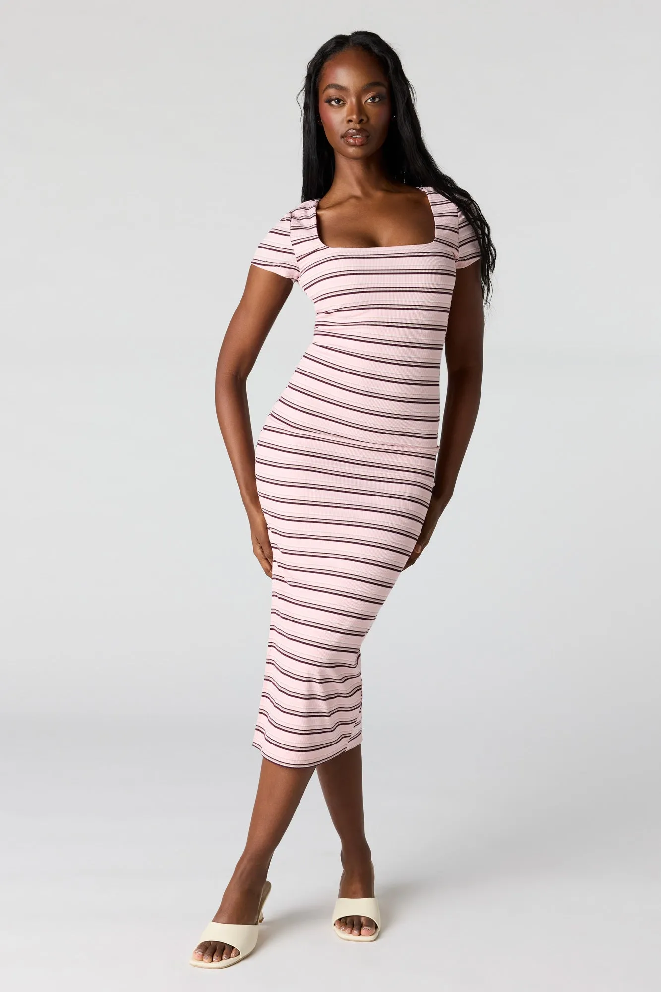 Ribbed Square Neck Bodycon Midi Dress sold by Urban Planet