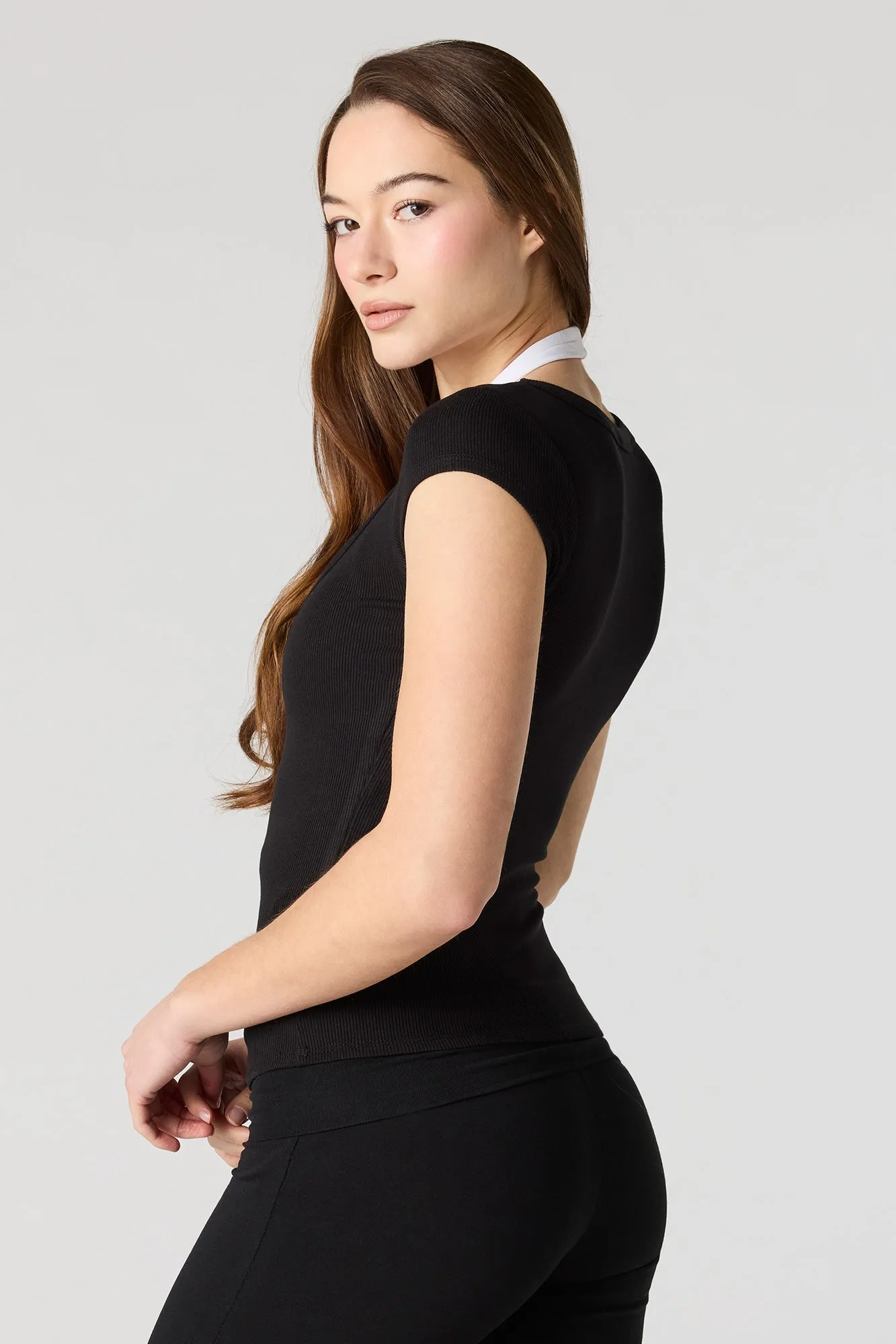 Ribbed Scoop Neck T-Shirt sold by Urban Planet product image thumbnail 5