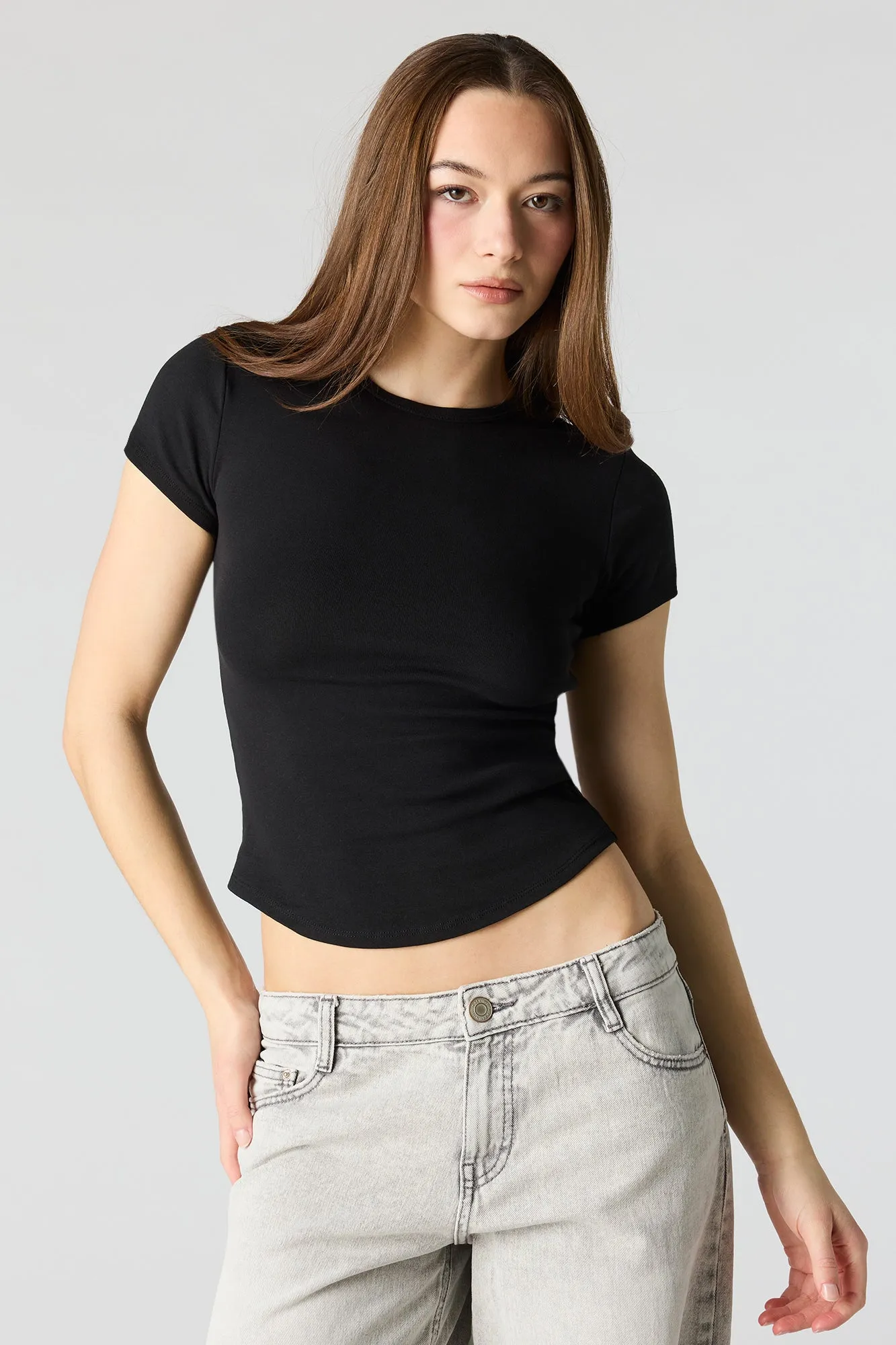 Curved Hem T-Shirt sold by Urban Planet product image thumbnail 4