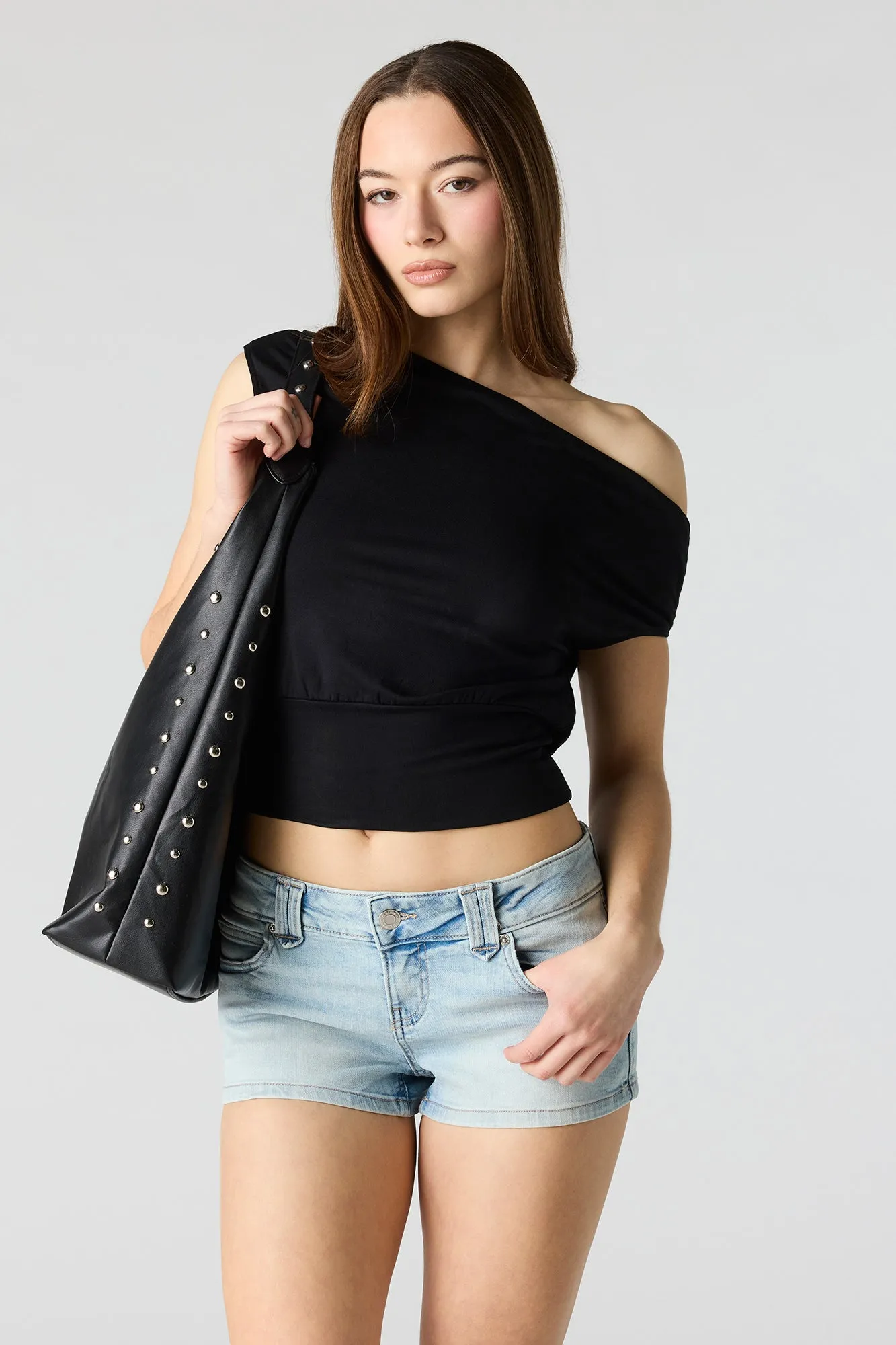 Stretch Low Rise Micro Denim Short sold by Urban Planet