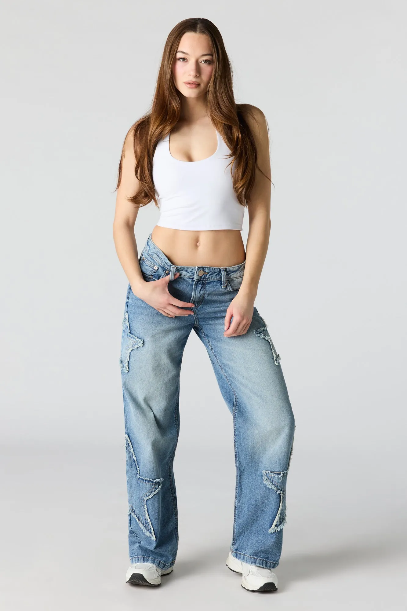Low Rise Baggy Star Patch Jean sold by Urban Planet product image thumbnail 5
