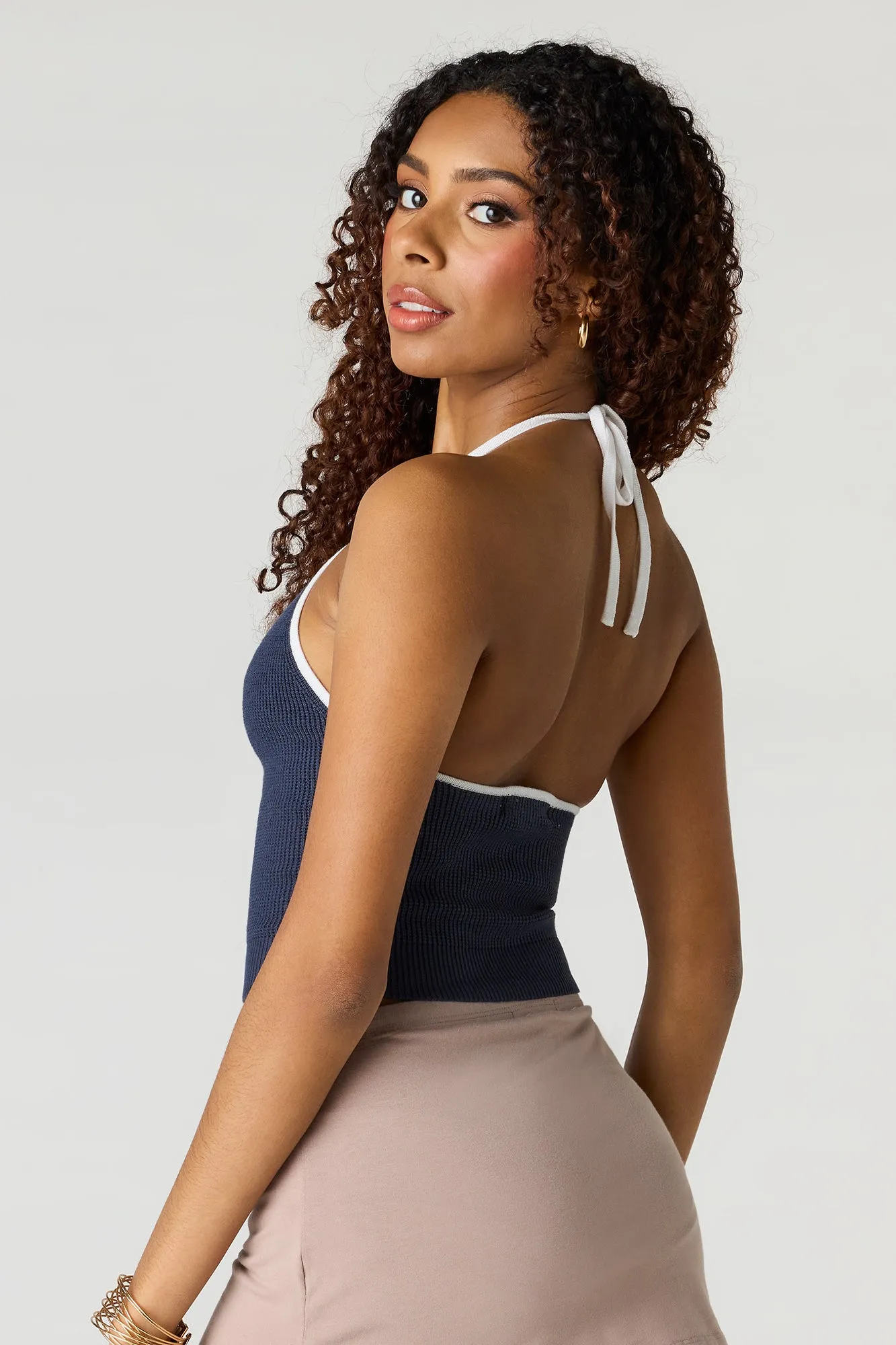 Contrast Knit Halter Top sold by Urban Planet product image thumbnail 5