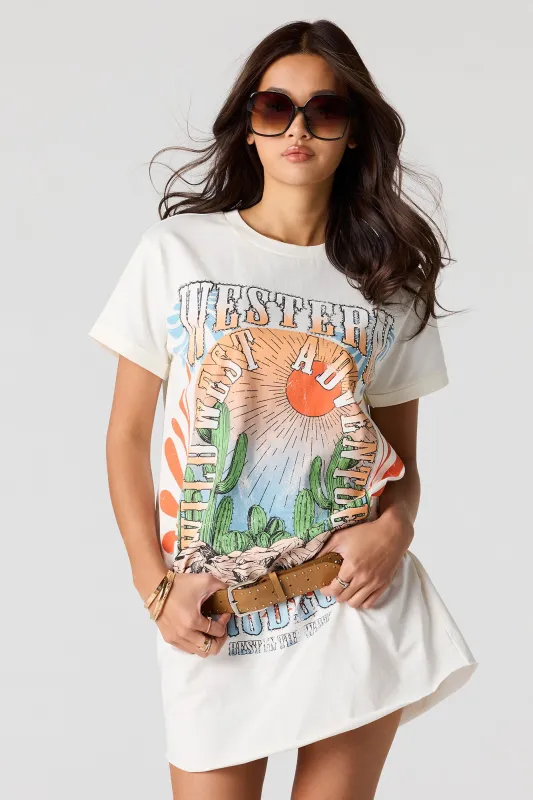 Western Graphic Rhinestone T-Shirt Dress sold by Urban Planet