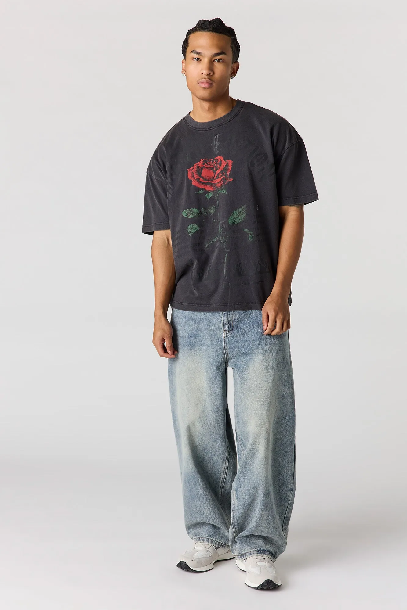 Rose Graphic Washed Relaxed T-Shirt sold by Urban Planet product image thumbnail 3