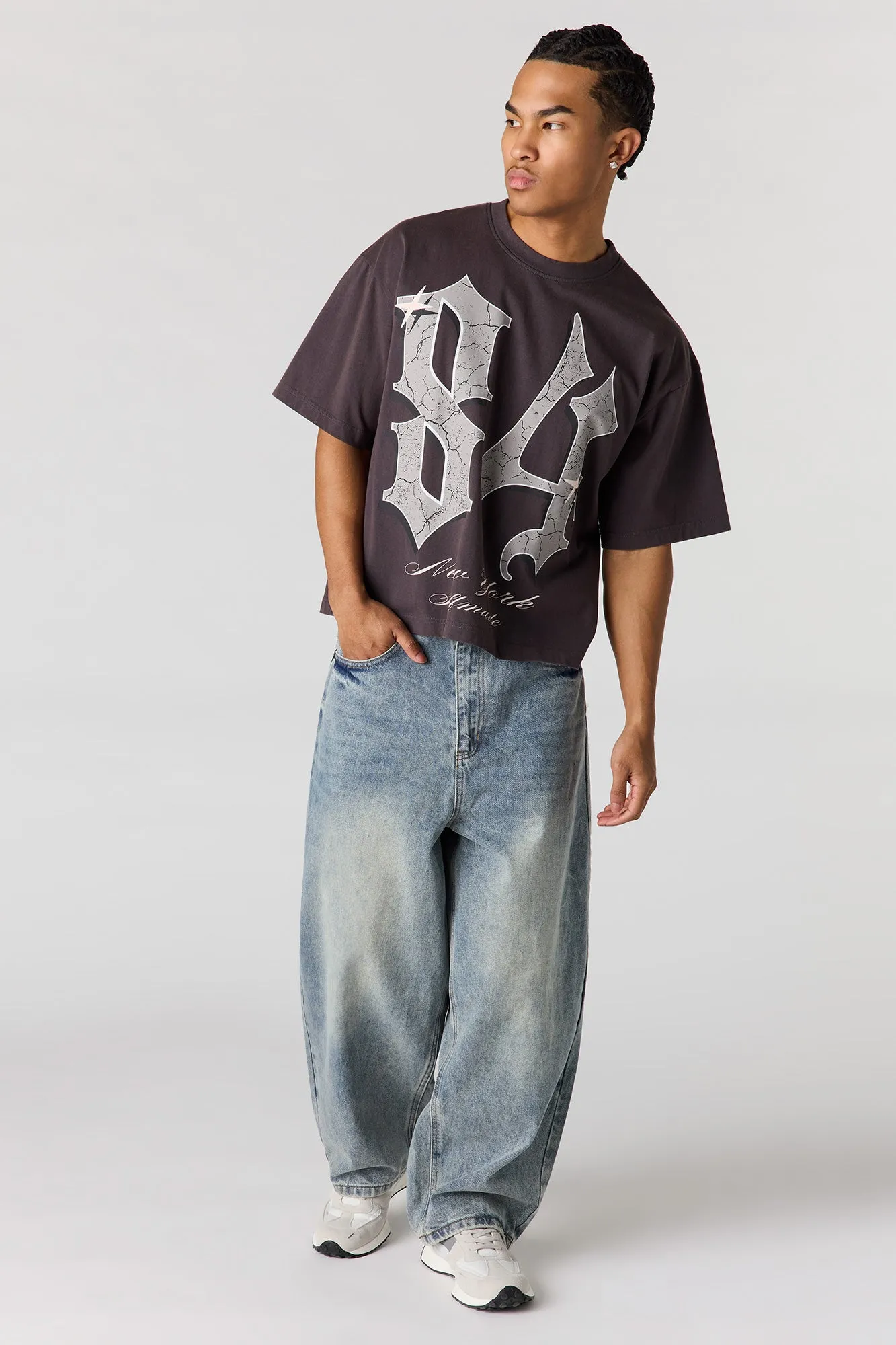 84 Graphic Washed Boxy T-Shirt sold by Urban Planet product image thumbnail 3