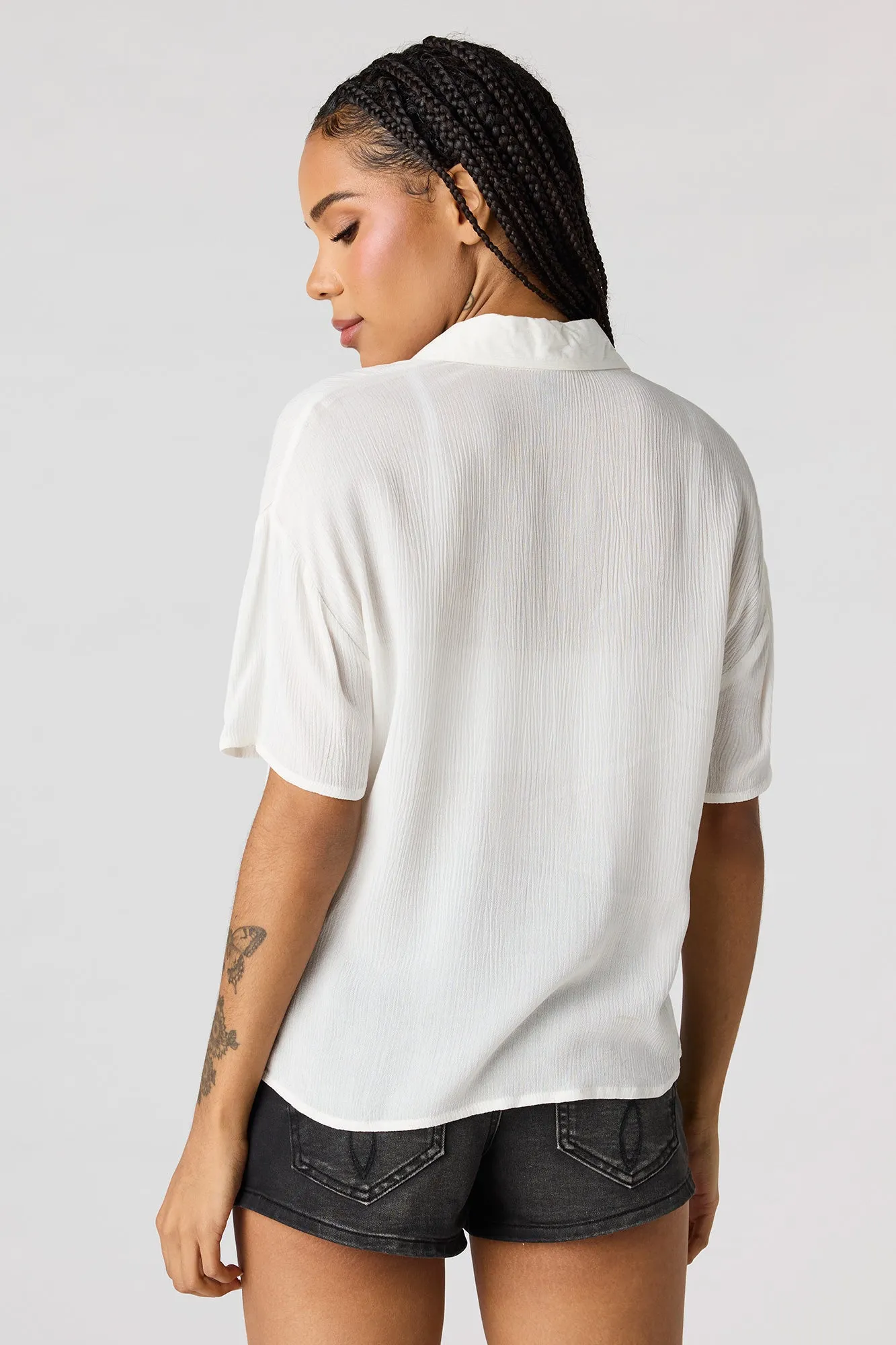 Textured Button-Up Short Sleeve Top sold by Urban Planet product image thumbnail 2