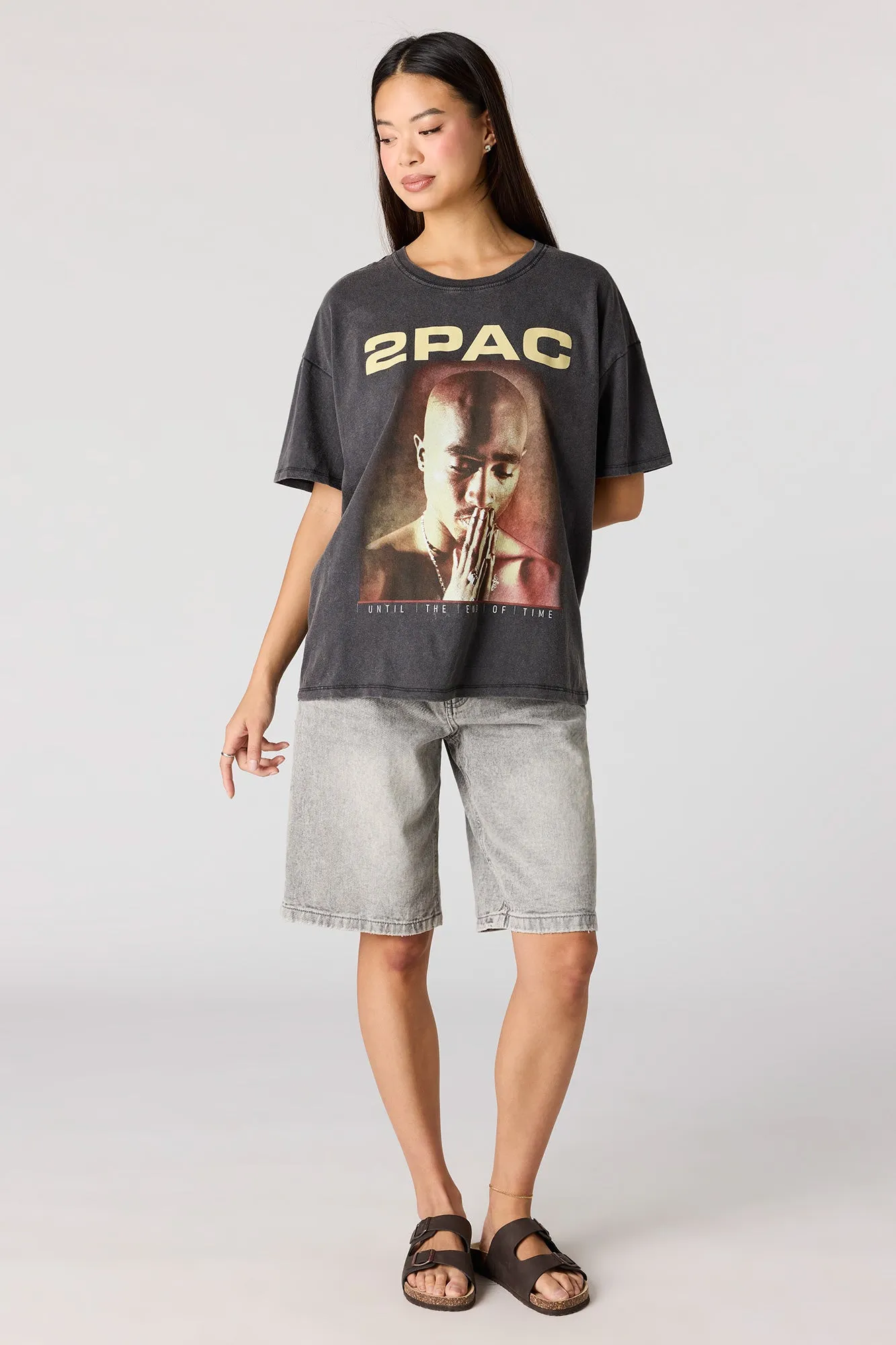 Tupac Graphic Washed Boyfriend T-Shirt sold by Urban Planet product image thumbnail 3