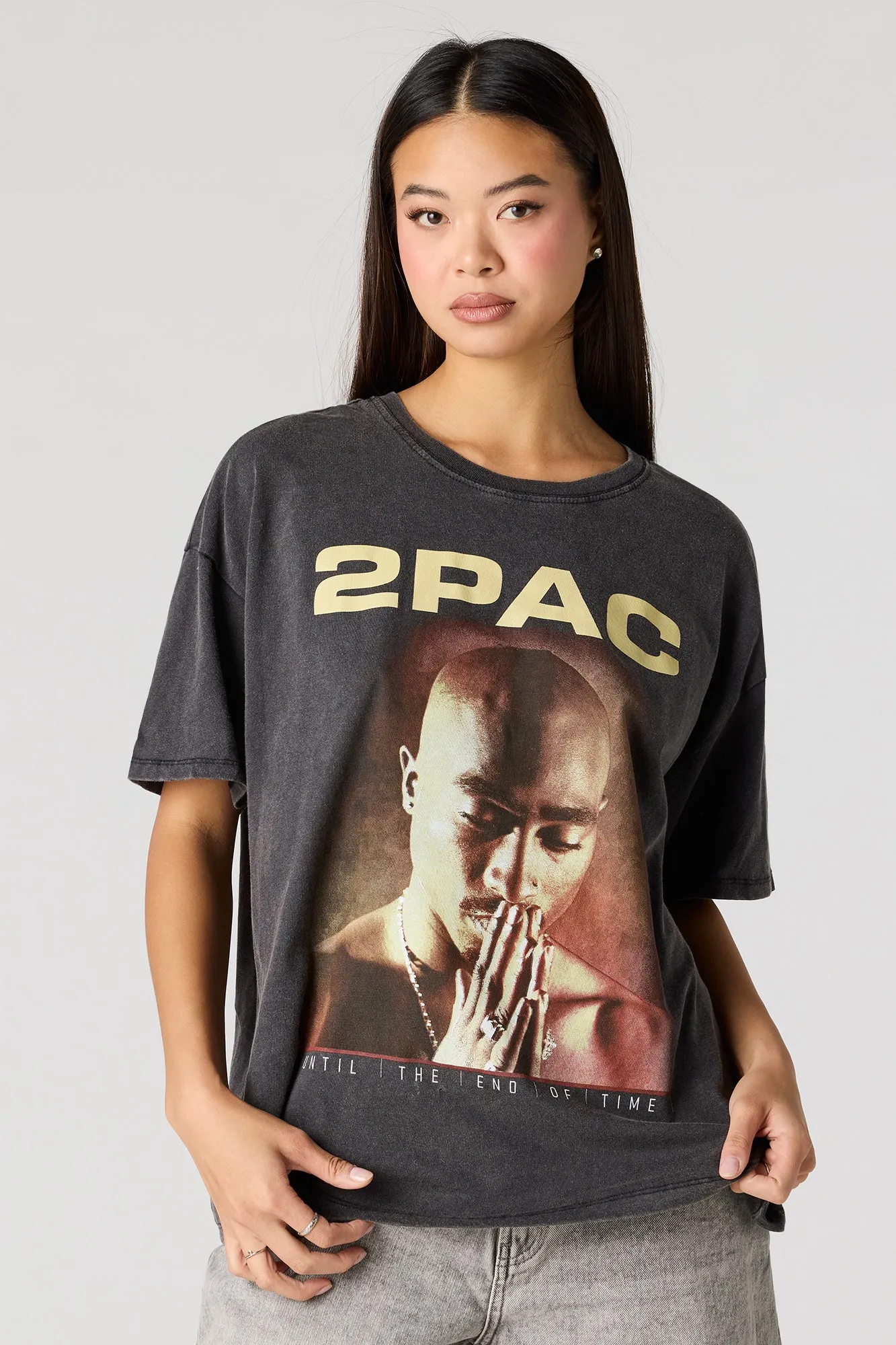 Tupac Graphic Washed Boyfriend T-Shirt sold by Urban Planet
