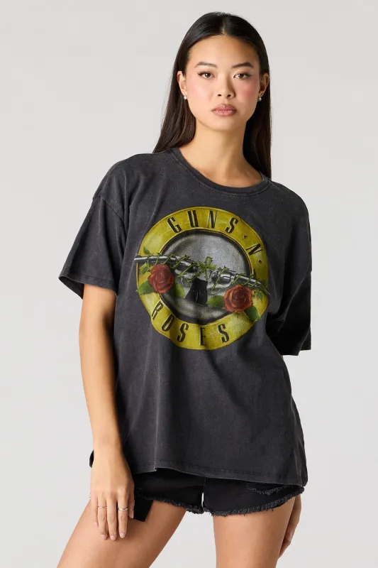 Guns N' Roses Graphic Washed Boyfriend T-Shirt made by Stitches