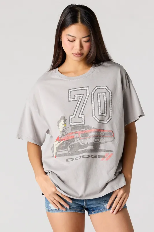 Betty Boop Graphic Washed Boyfriend T-Shirt made by Stitches