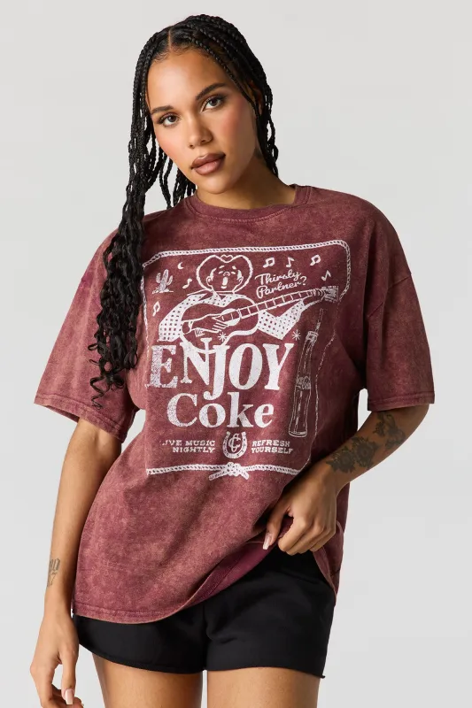Coke Graphic Washed Oversized T-Shirt made by Stitches