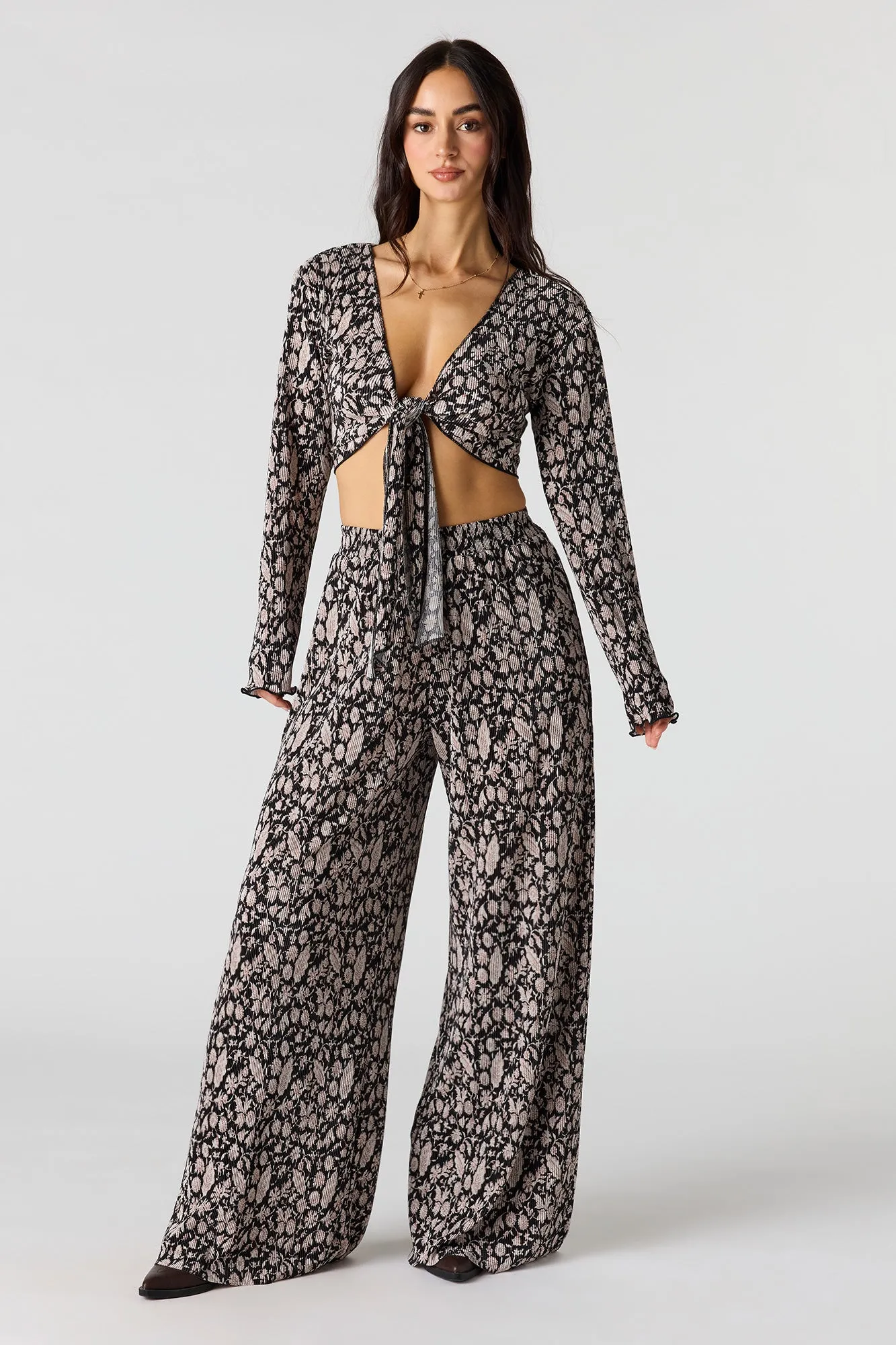 Ribbed Self-Tie Long Sleeve Top sold by Urban Planet product image thumbnail 3