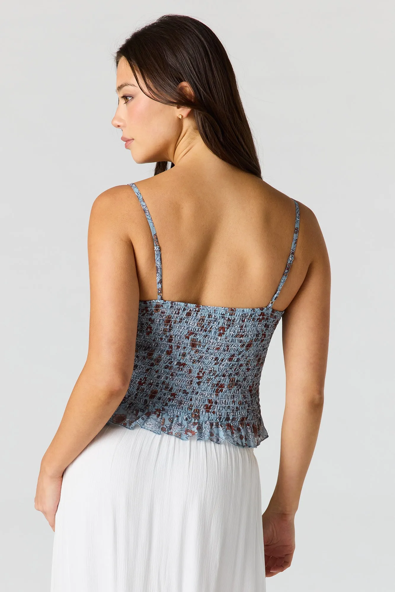 Floral Print Smocked Ruffled Trim Top sold by Urban Planet product image thumbnail 2