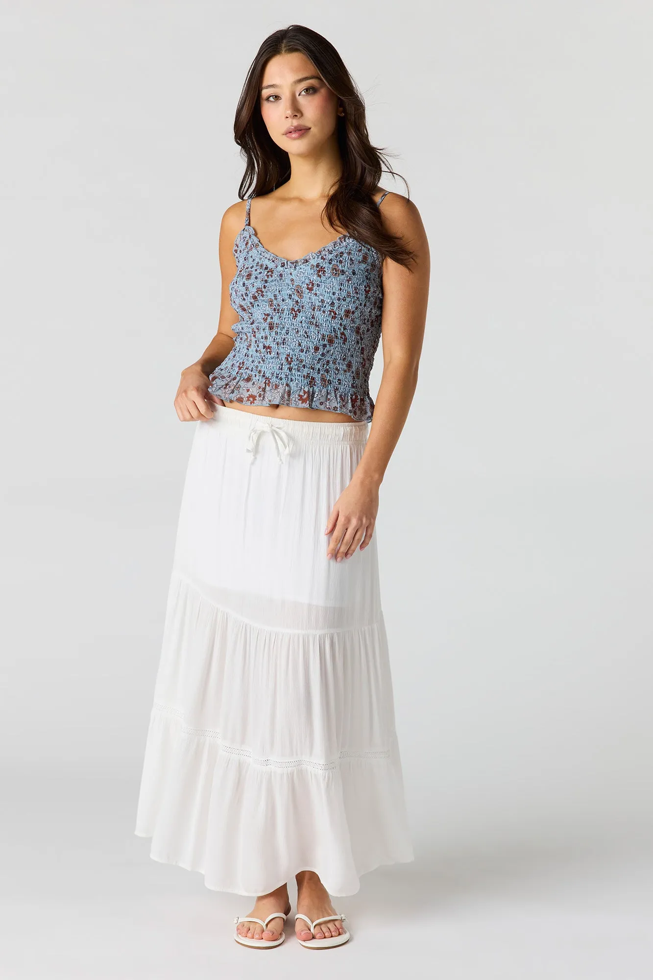 Floral Print Smocked Ruffled Trim Top sold by Urban Planet product image thumbnail 3