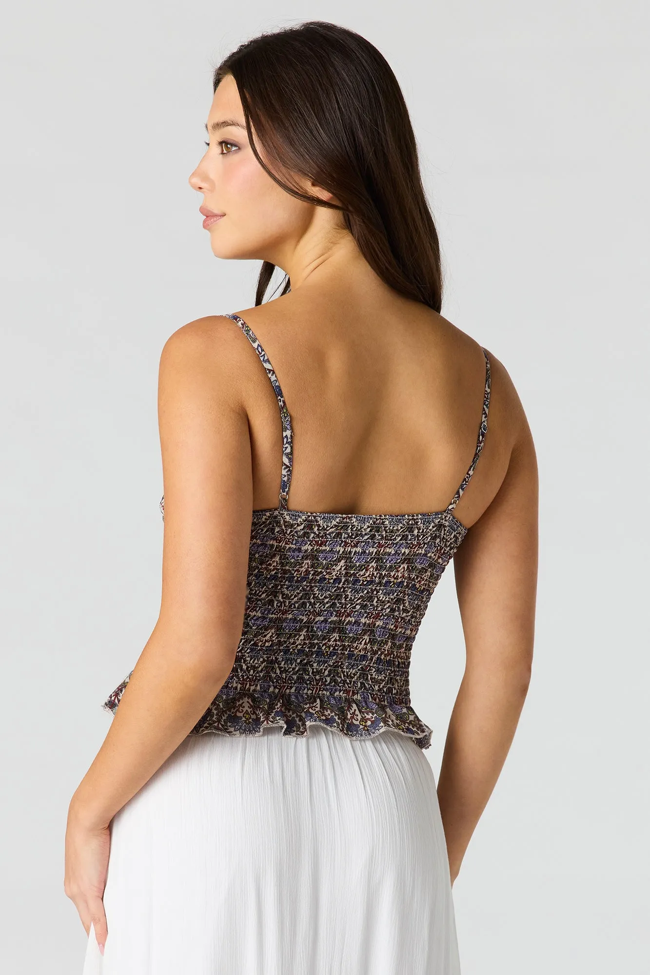 Floral Print Smocked Ruffled Trim Top sold by Urban Planet product image thumbnail 5
