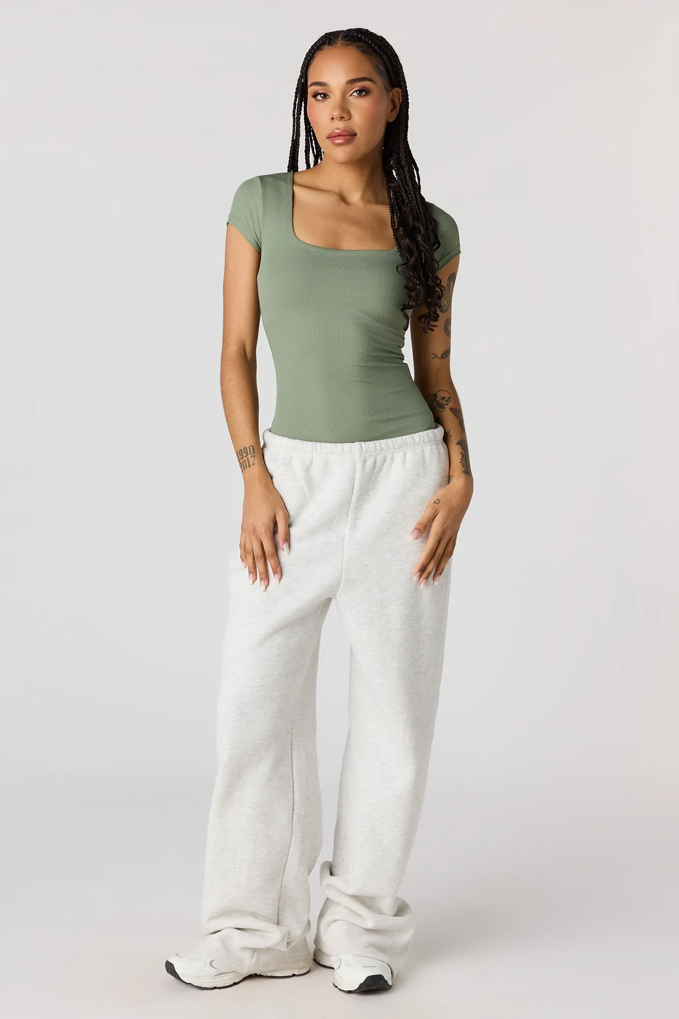 Contour Ribbed Square Neck Bodysuit sold by Urban Planet product image thumbnail 3