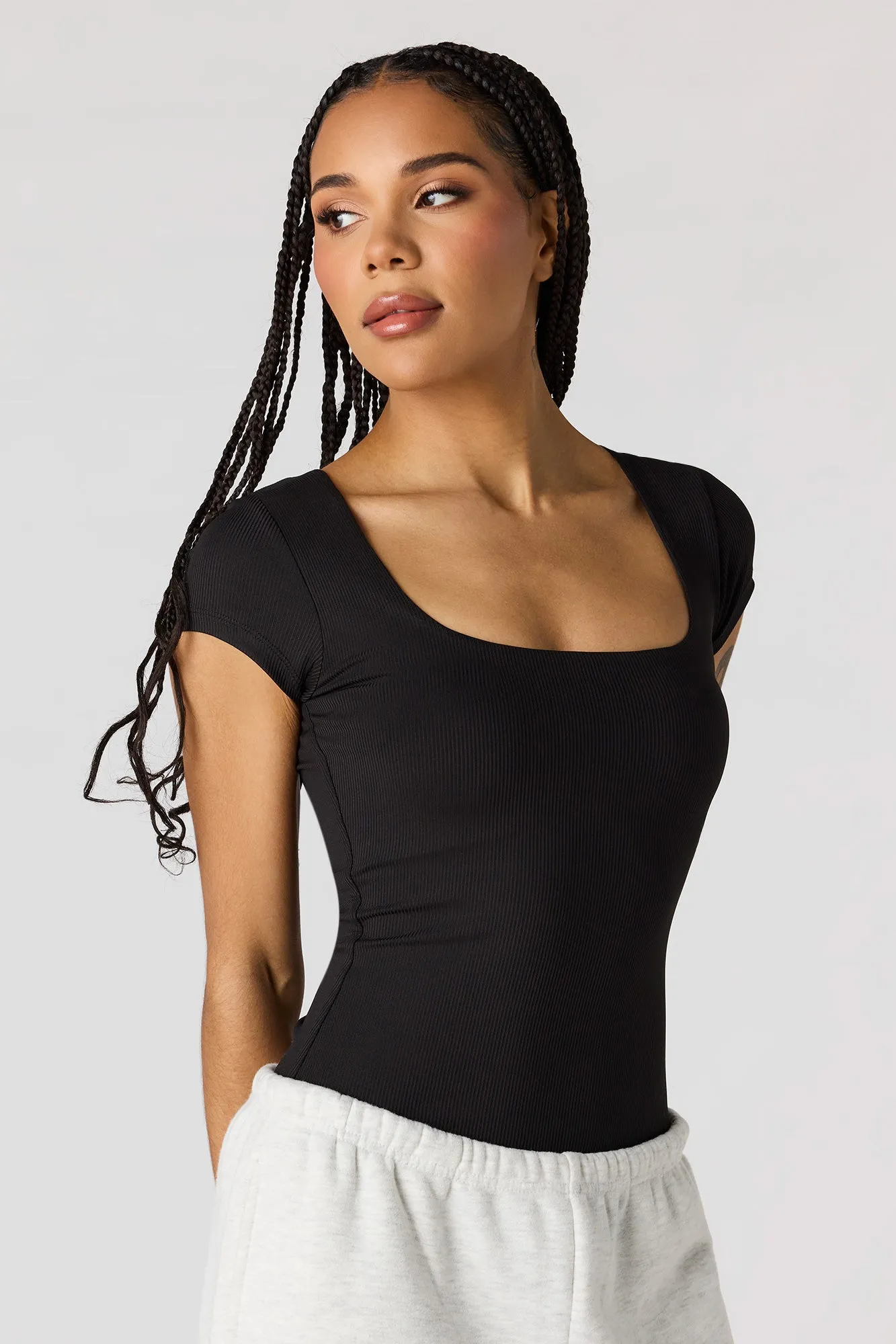Contour Ribbed Square Neck Bodysuit sold by Urban Planet product image thumbnail 5