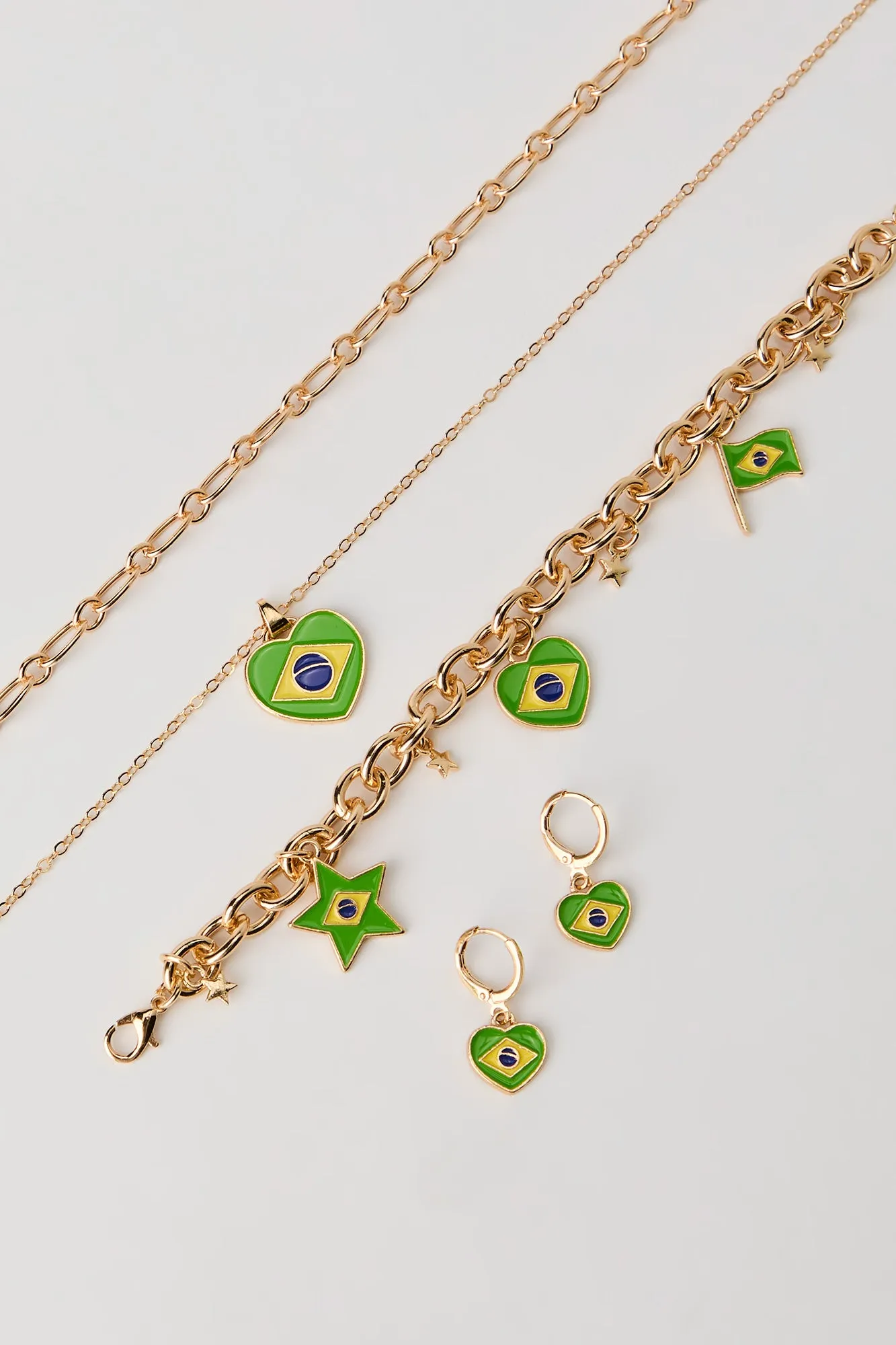 Brazil Flag Earrings Necklace & Bracelet Set sold by Urban Planet