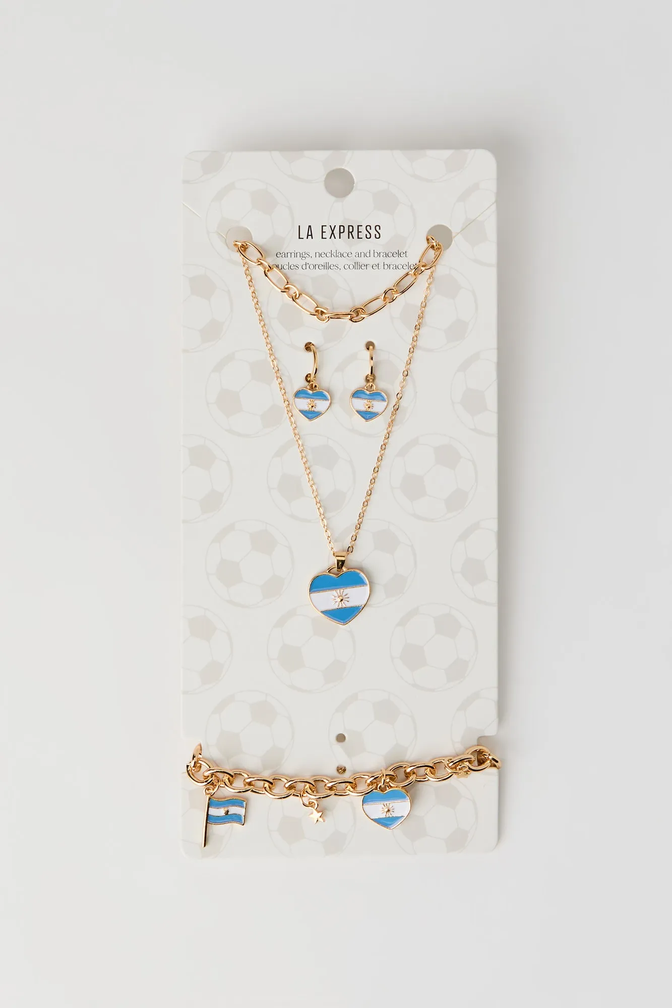 Argentina Flag Earrings Necklace & Bracelet Set sold by Urban Planet product image thumbnail 2