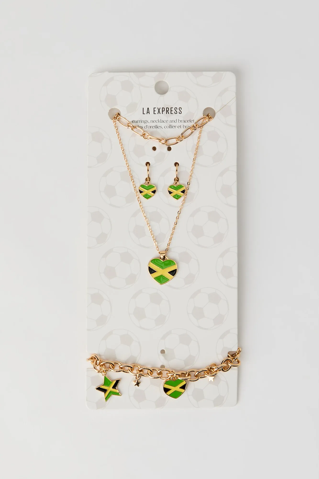 Jamaica Flag Earrings Necklace & Bracelet Set sold by Urban Planet product image thumbnail 2