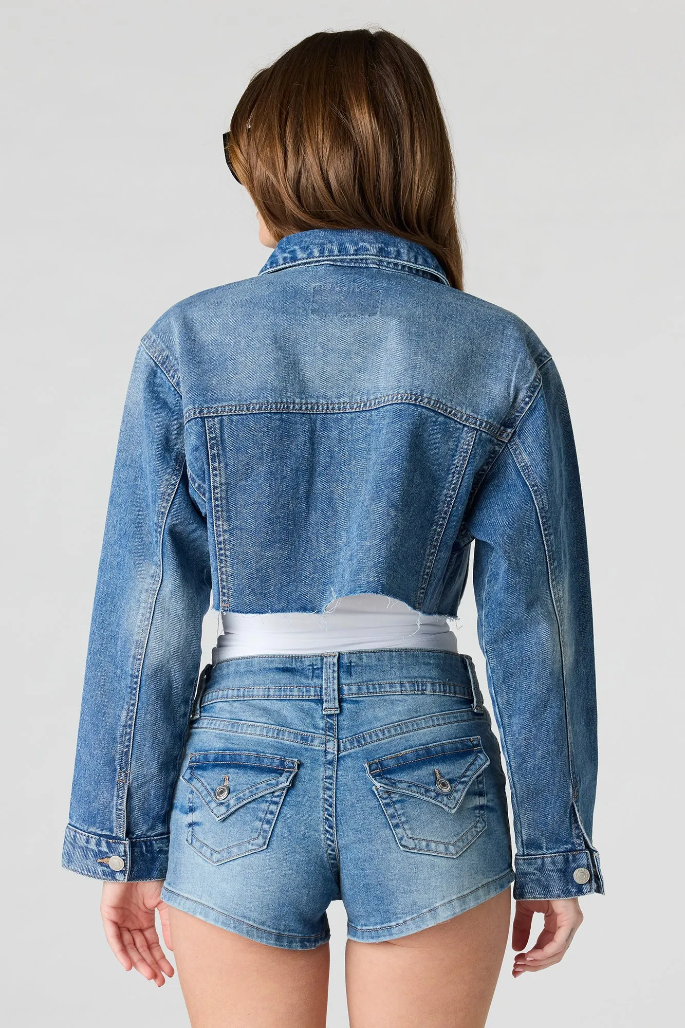 Cropped Cut-Off Denim Jacket sold by Urban Planet product image thumbnail 2