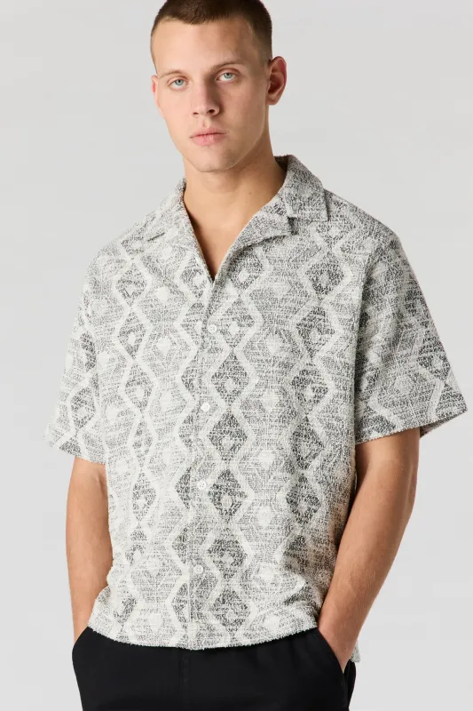 Geo Textured Button-Up Top made by Urban Planet