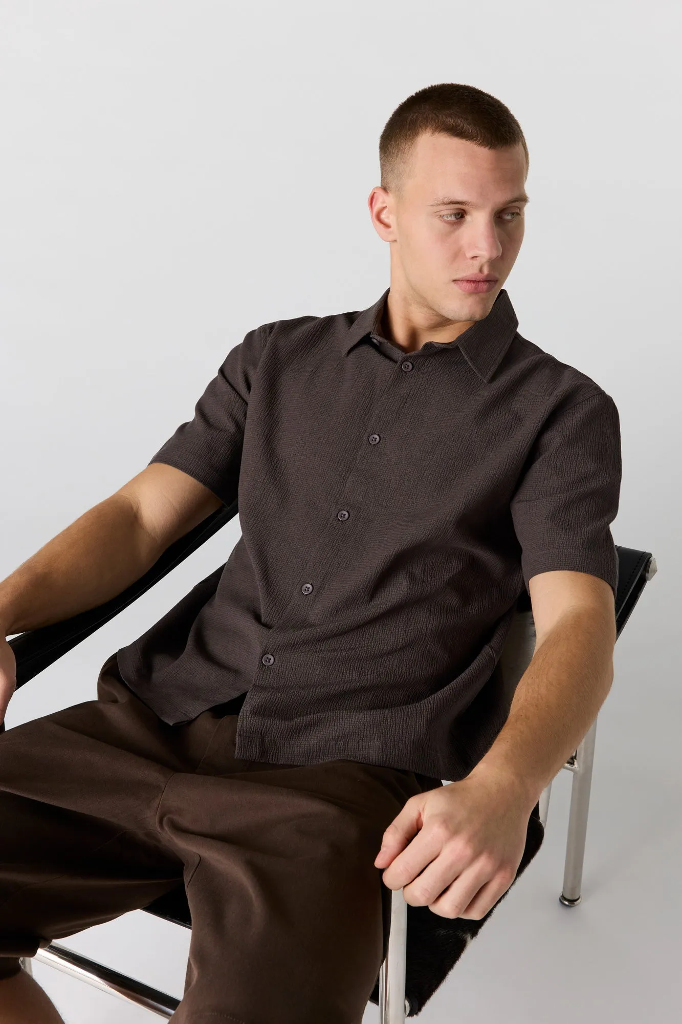 Textured Button-Up Top sold by Urban Planet