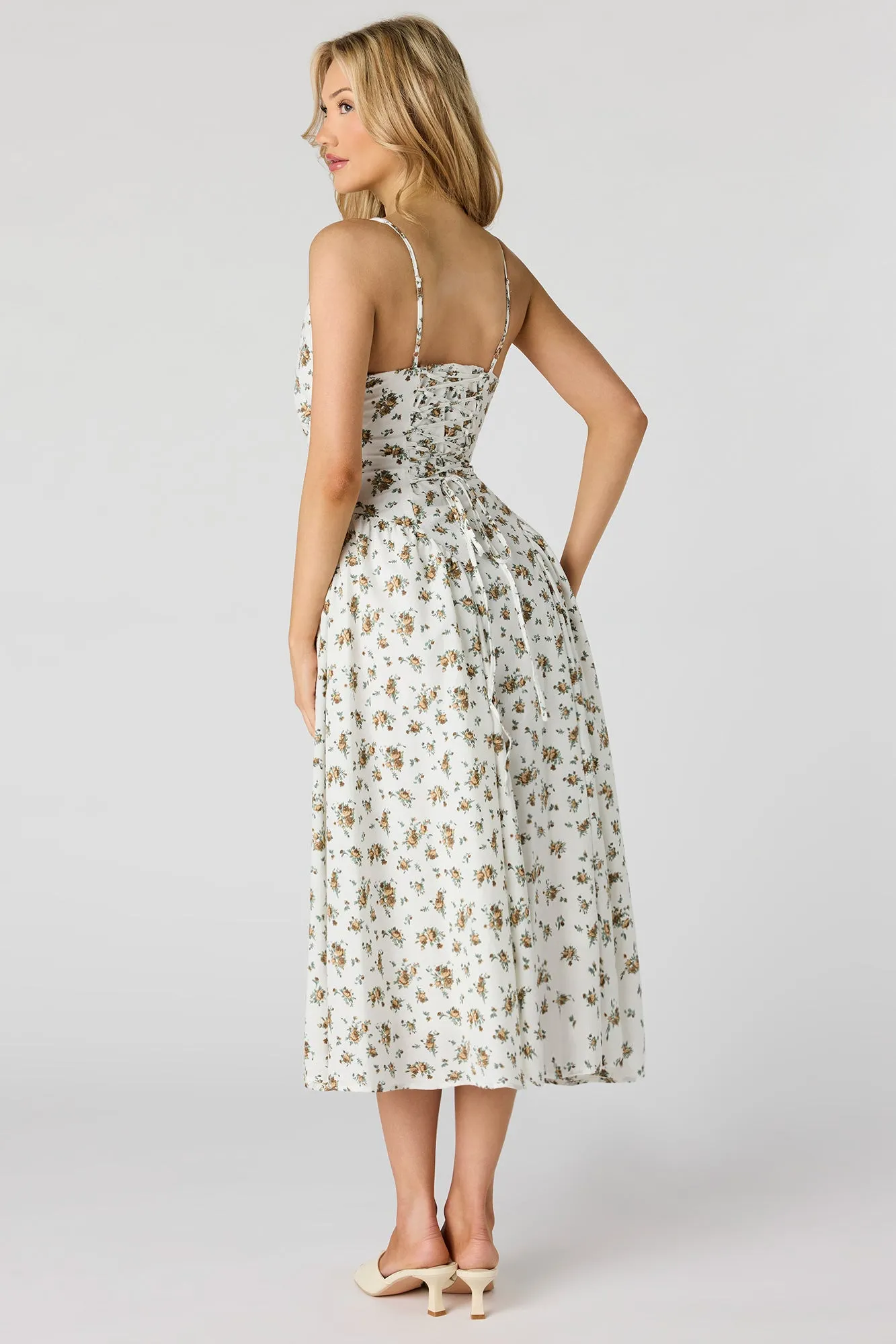 V-Neck Lace-Up Back Midi Dress sold by Urban Planet product image thumbnail 3