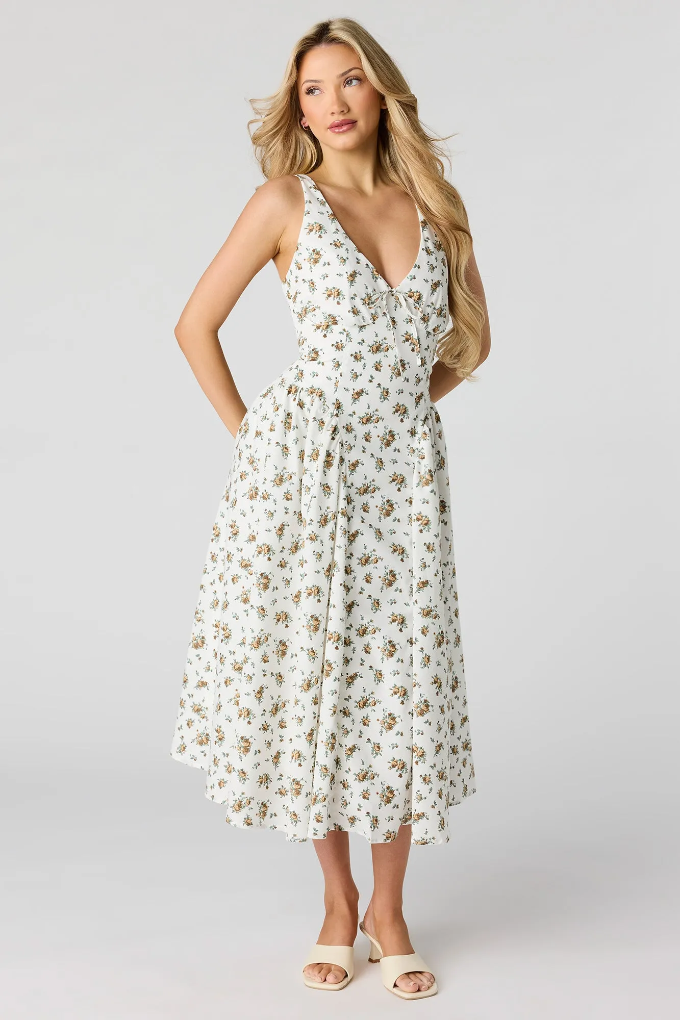 V-Neck Lace-Up Back Midi Dress sold by Urban Planet