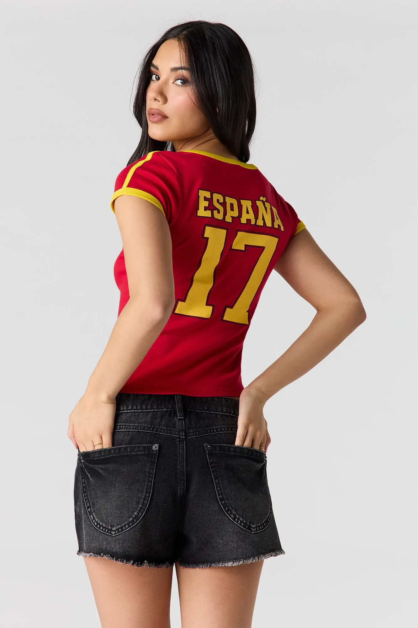 Cali Ripped Low Rise Washed Black Denim Short sold by Urban Planet product image thumbnail 2