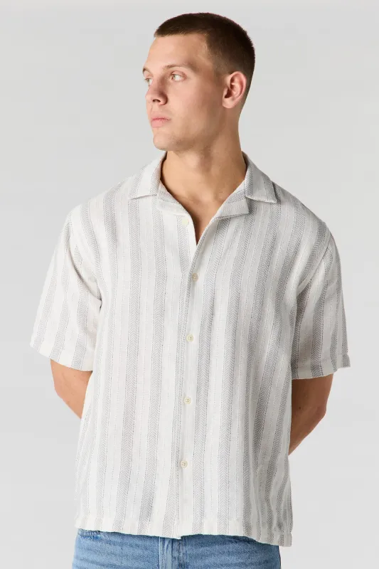 Striped Textured Button-Up Top made by Urban Planet