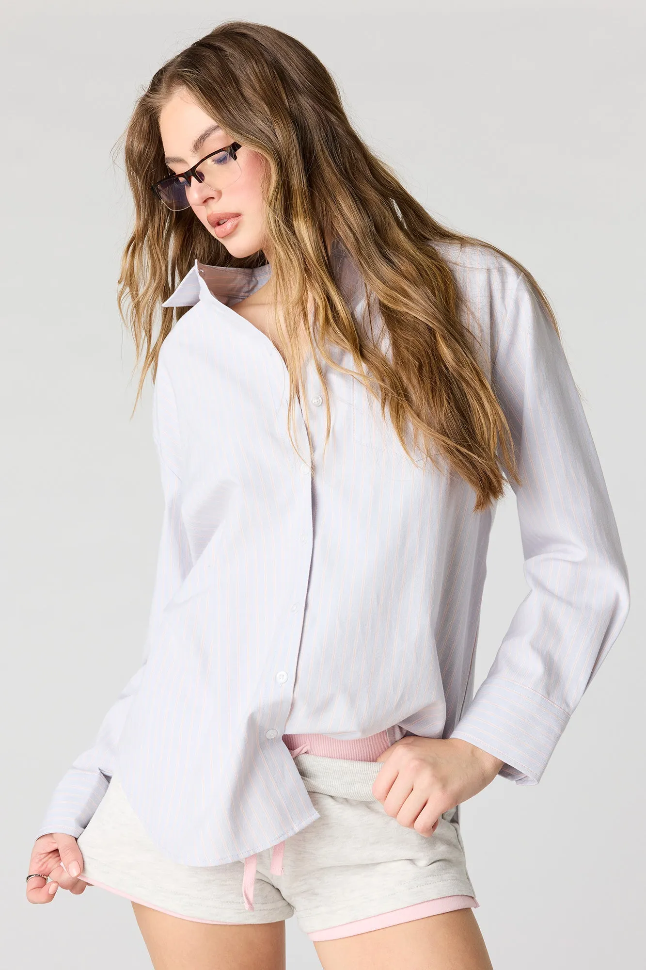 Oversized Button-Up Collared Long Sleeve Top sold by Urban Planet product image thumbnail 4