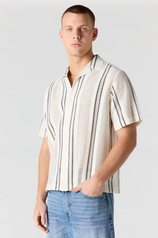 Textured Striped Button-Up Top made by Urban Planet