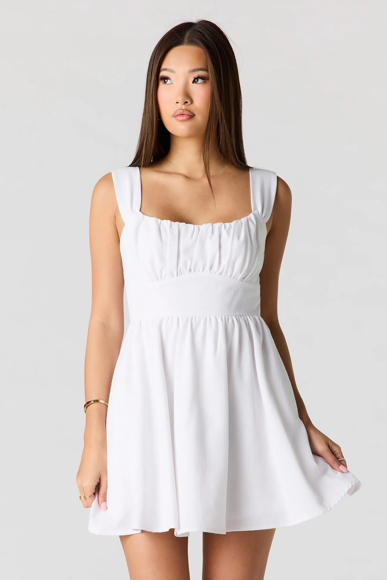 Linen-Blend A-Line Mini Dress sold by Urban Planet product image thumbnail 4