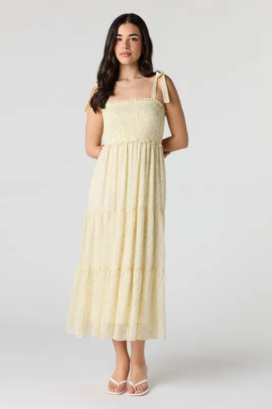 Chiffon Smocked Tiered Midi Dress made by Urban Planet