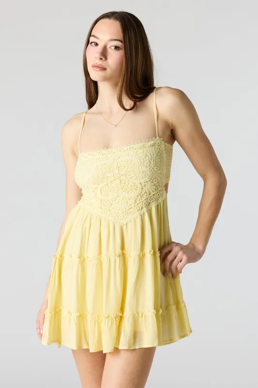 Lace Tiered Mini Dress made by Stitches