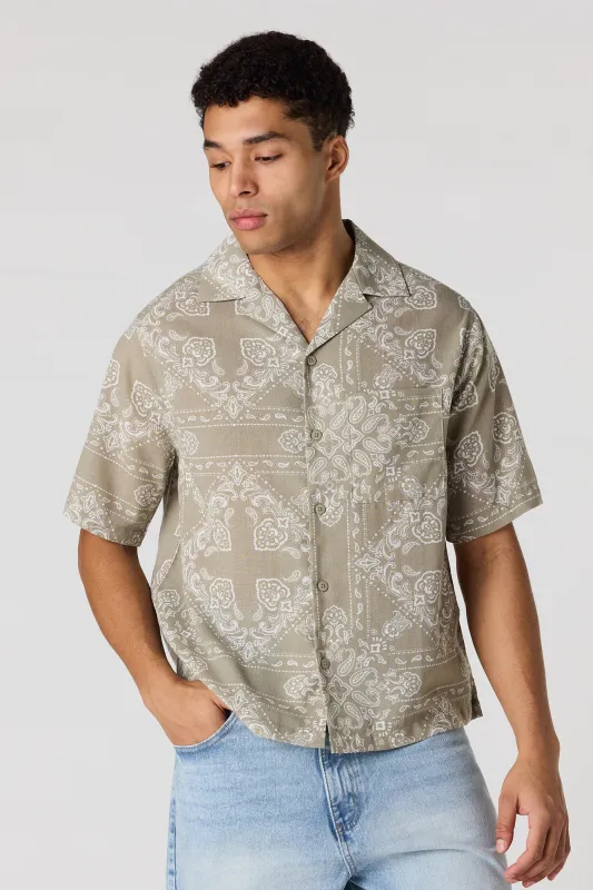 Printed Button-Up Collared Top made by Urban Planet